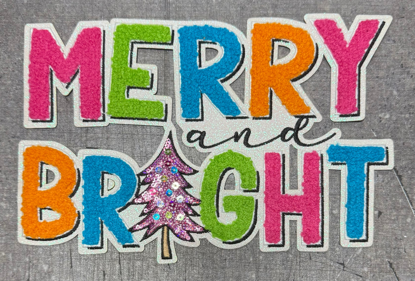 Merry & Bright Glitter - Sequins Iron On Patch