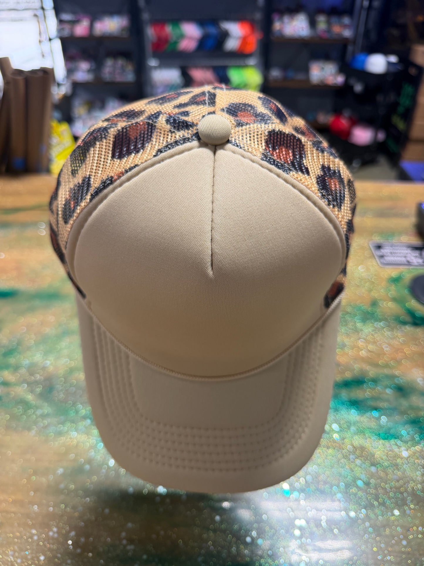 Tan Bill with Tan Front and Large Leopard Back - Trucker Hat