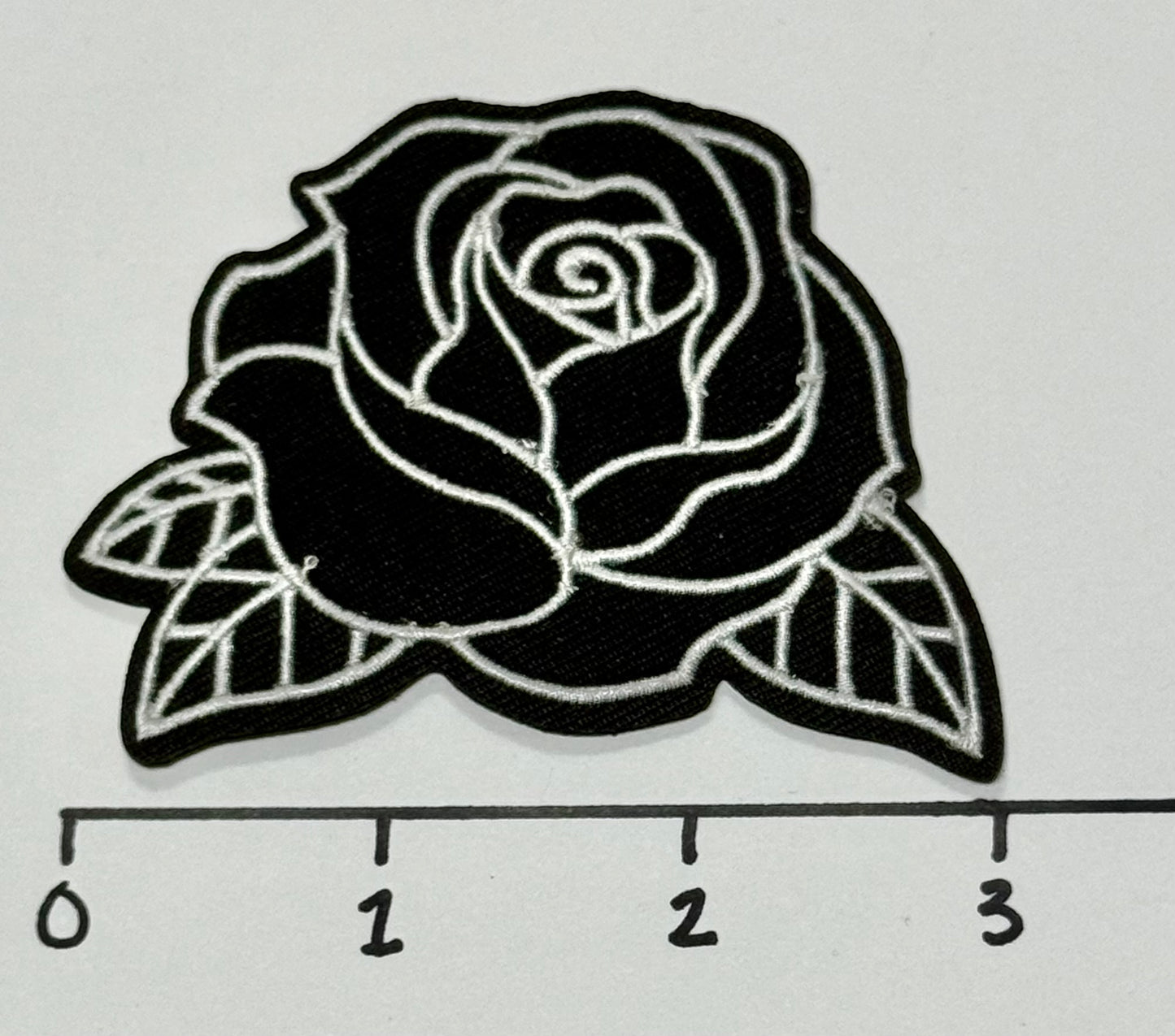 Black and White Rose Hat Patch