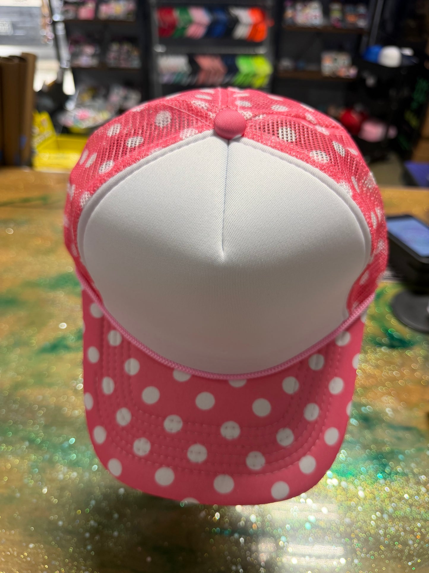 Coral Bill and Back with Polka Dots - Trucker Hat