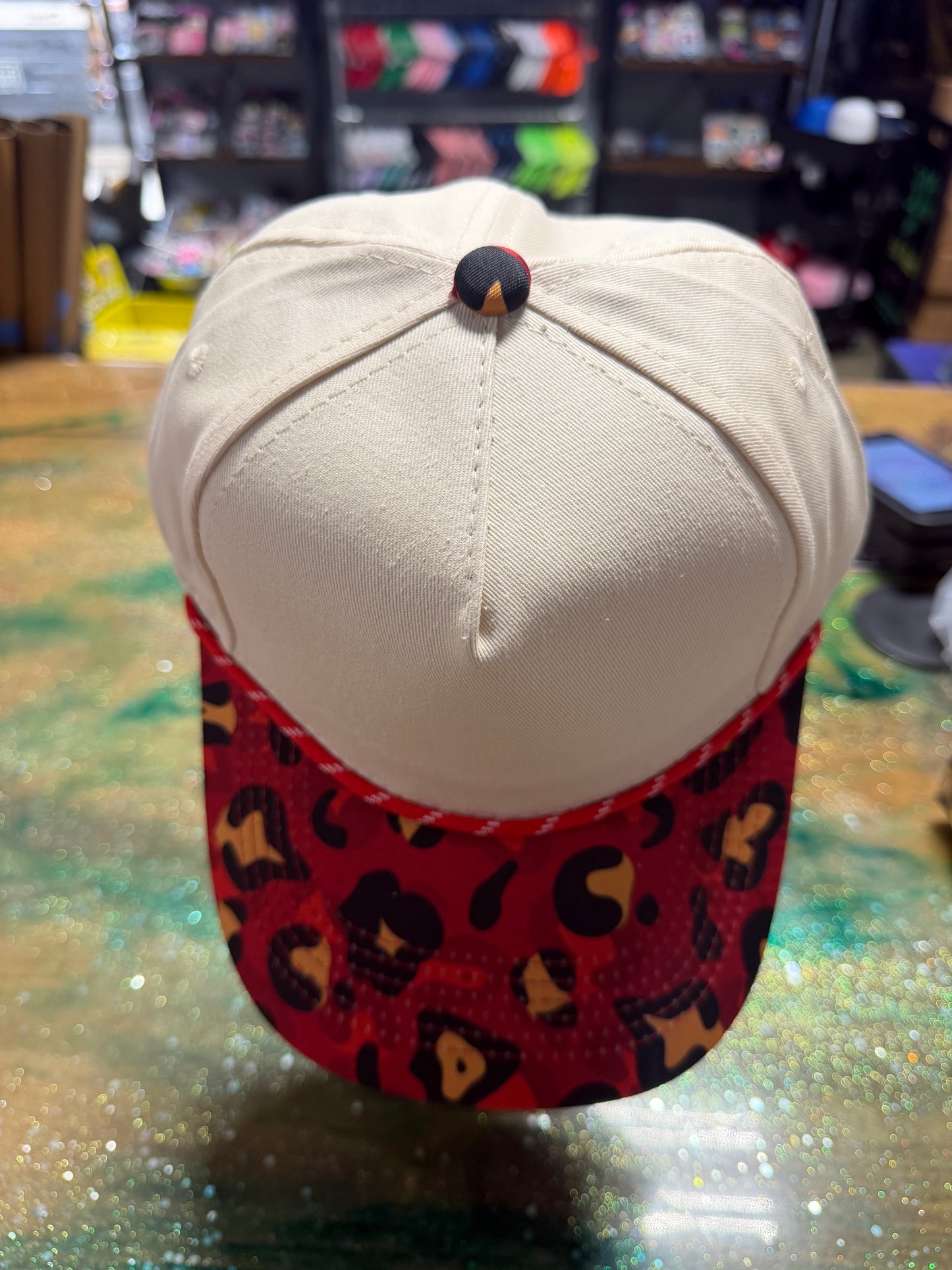Red Large Leopard Bill with Canvas - Trucker Hat
