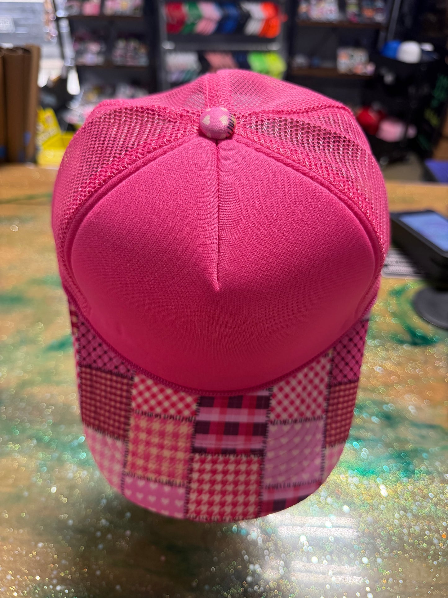 Hot Pink Plaid Bill with Pink Back - Trucker Hat