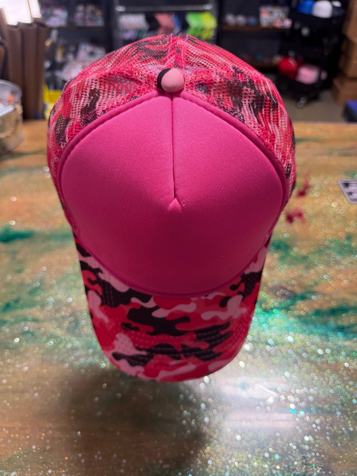 Hot Pink/Black Camo Bill and Back with Hot Pink Front - Trucker Hat