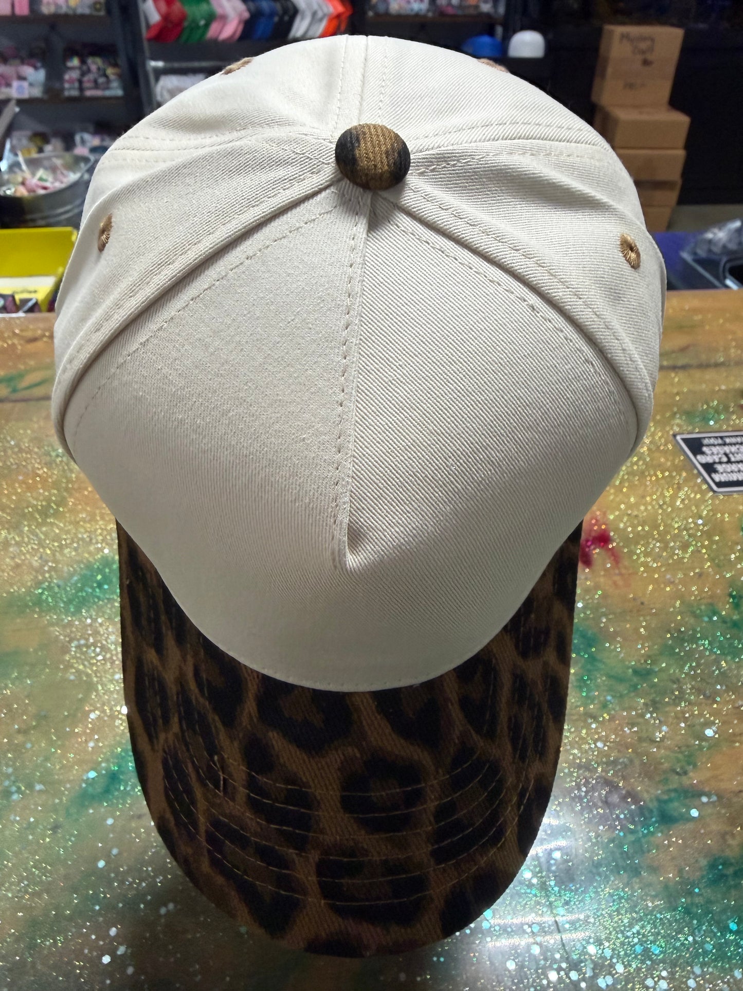 Large Leopard Bill with Canvas Front and Back - Trucker Hat