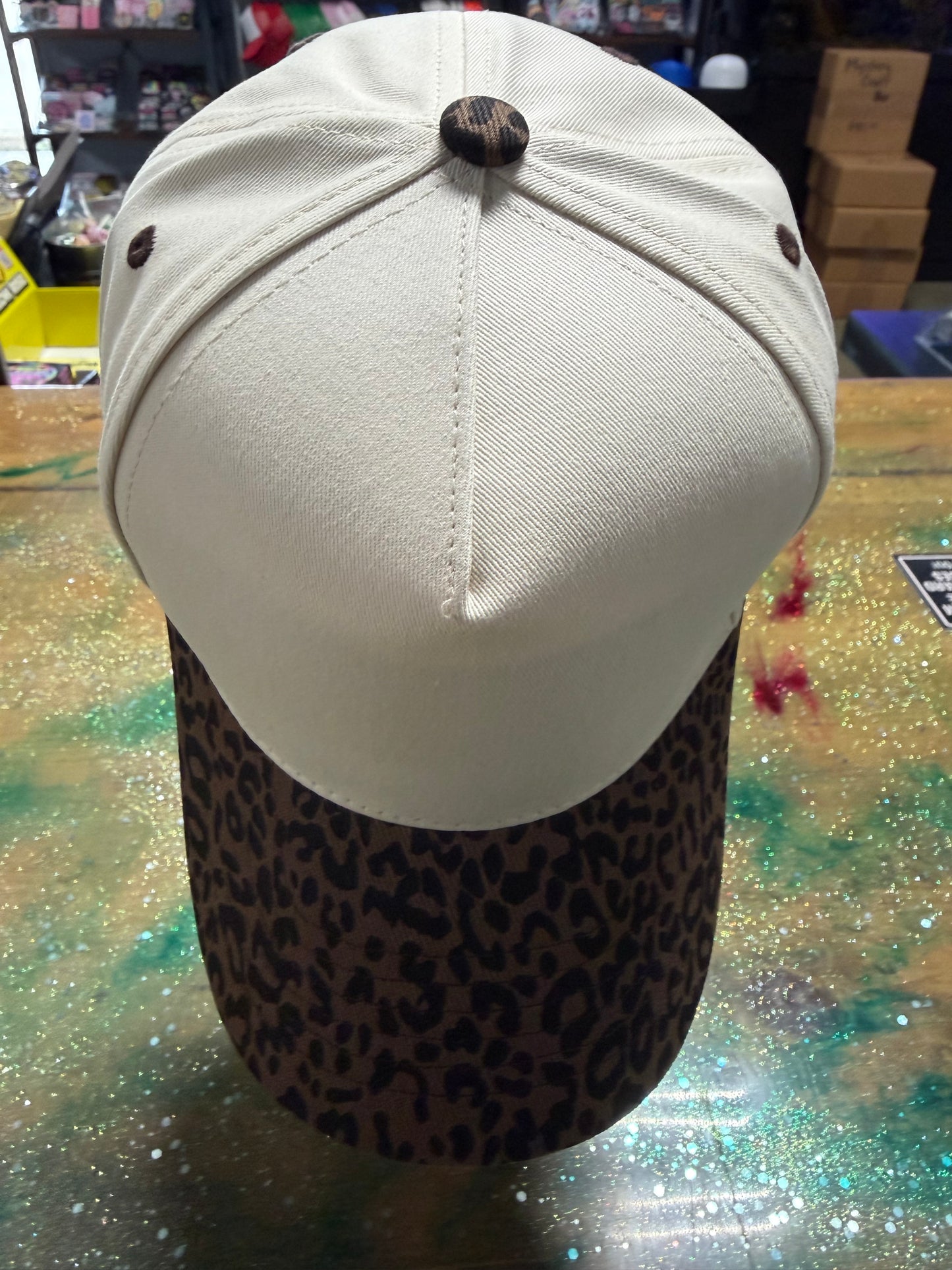 Small Leopard Bill with Canvas Front and Back - Trucker Hat