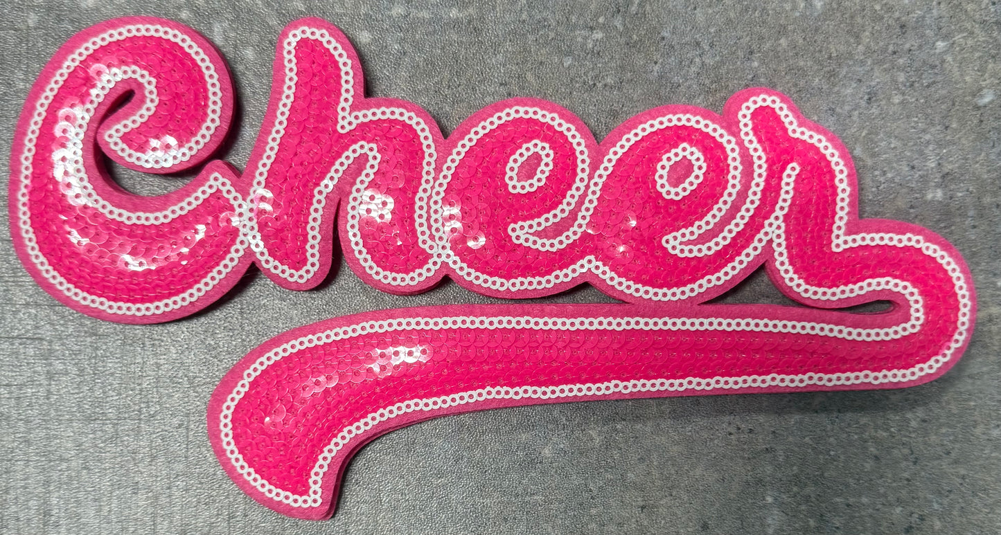 Cheer Hot Pink - Chenille/Sequins Iron On Patch