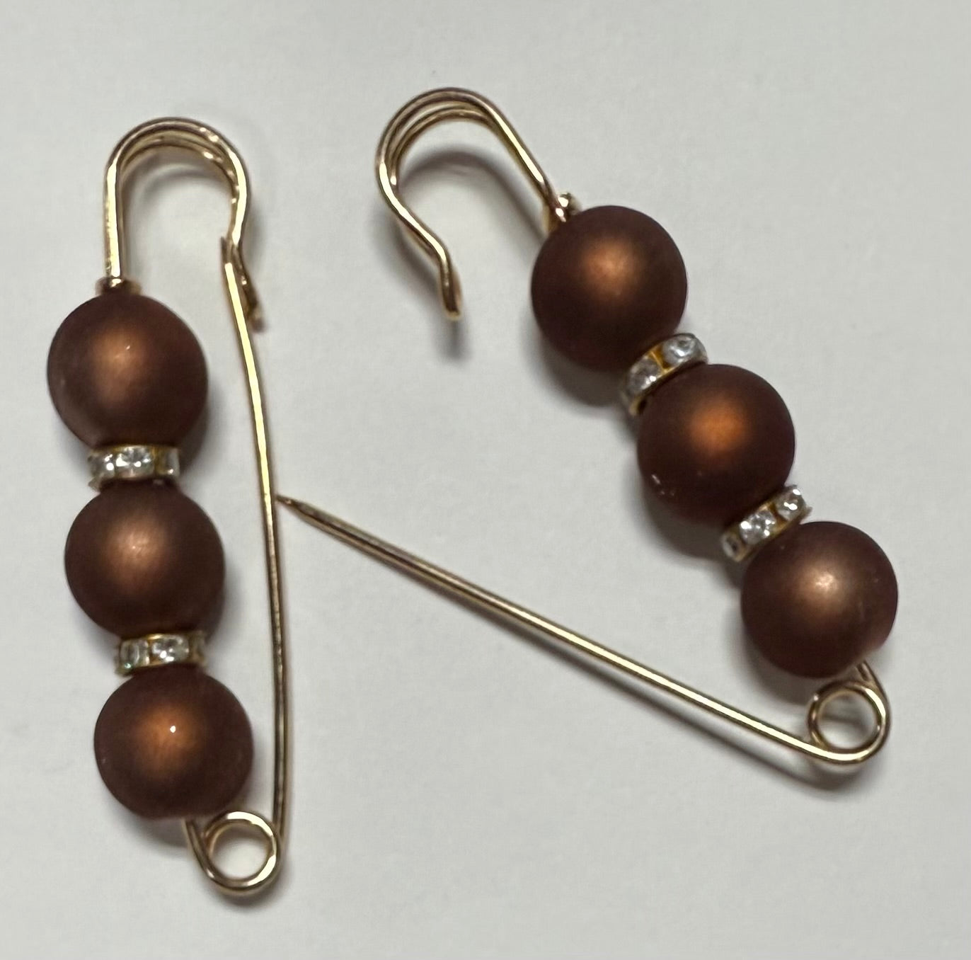 Brown Hat Pins (3 beads)