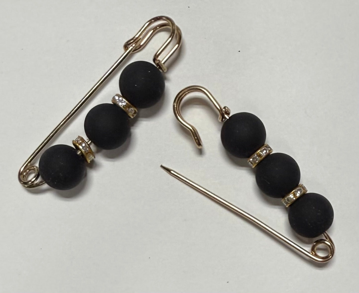Black Silicone Hat Pins (3 beads)