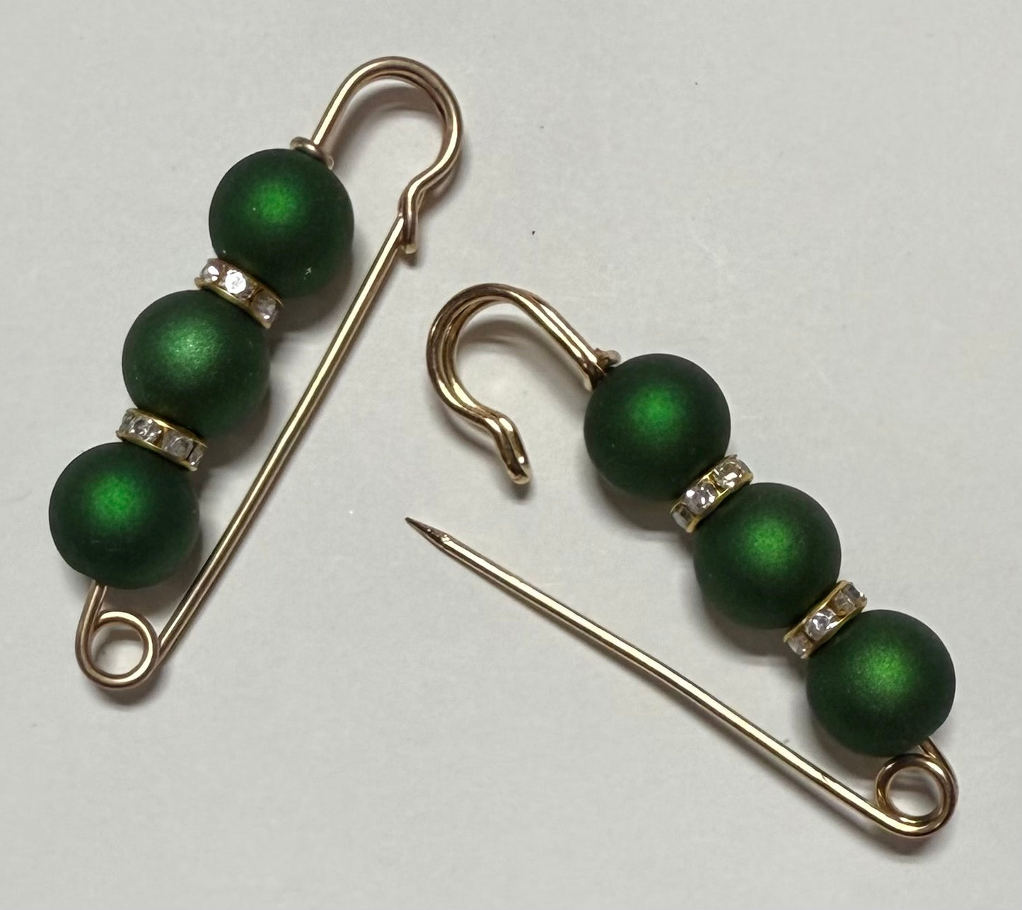 Green Silicone Hat Pins (3 beads)