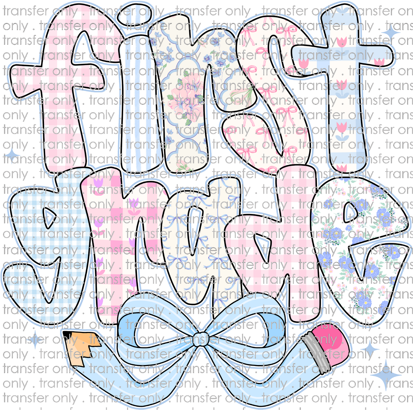 SCH 2089 First Grade Pink and Blue Patterns with Bow