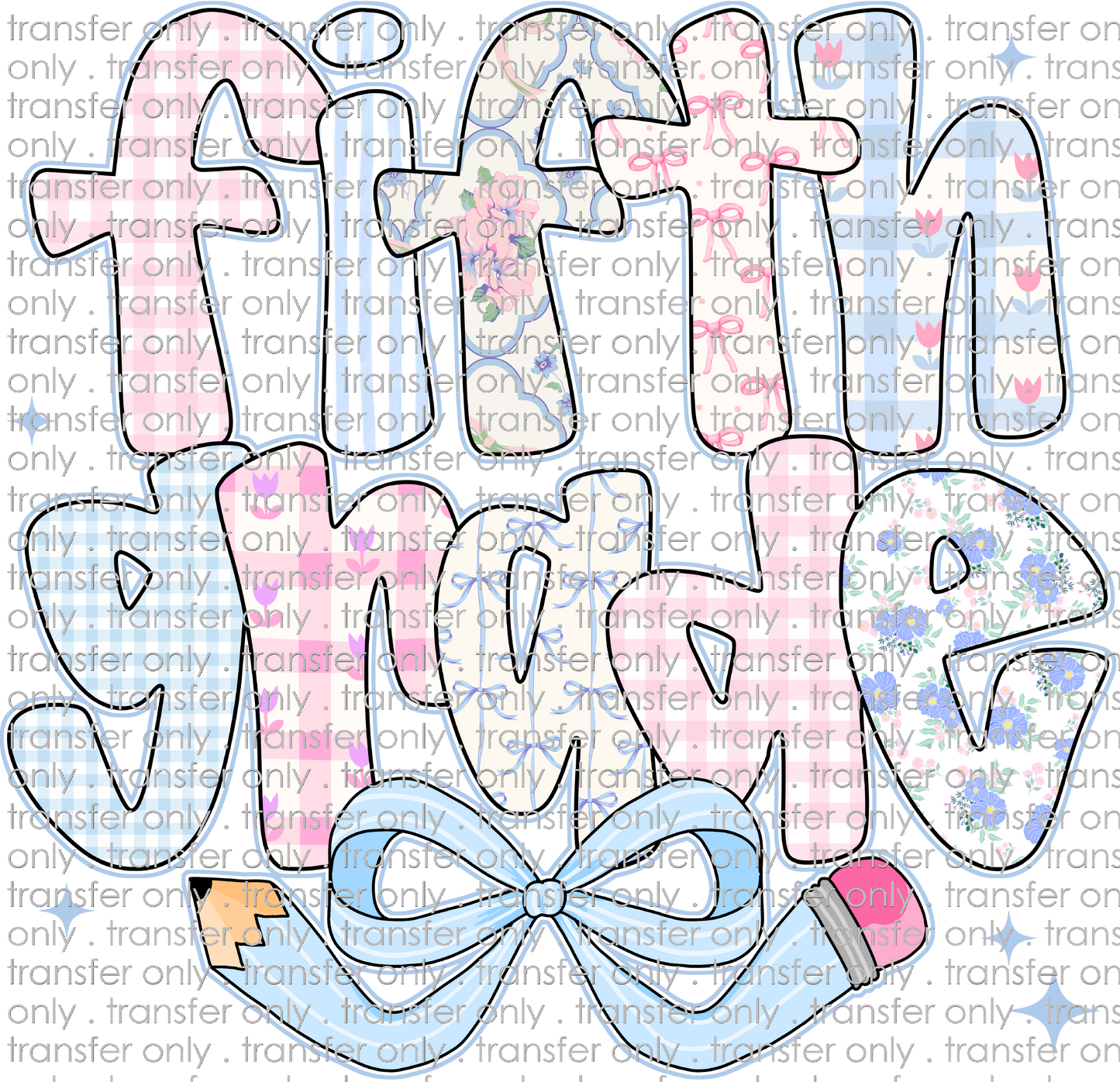 SCH 2094 Fifth Grade Pink and Blue Patterns with Bow