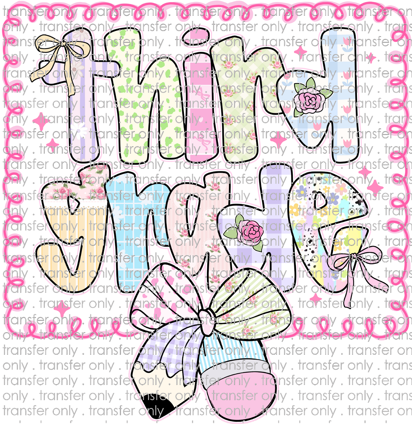 SCH 2167 Third Grade Pink Swirl with Pattern Bow