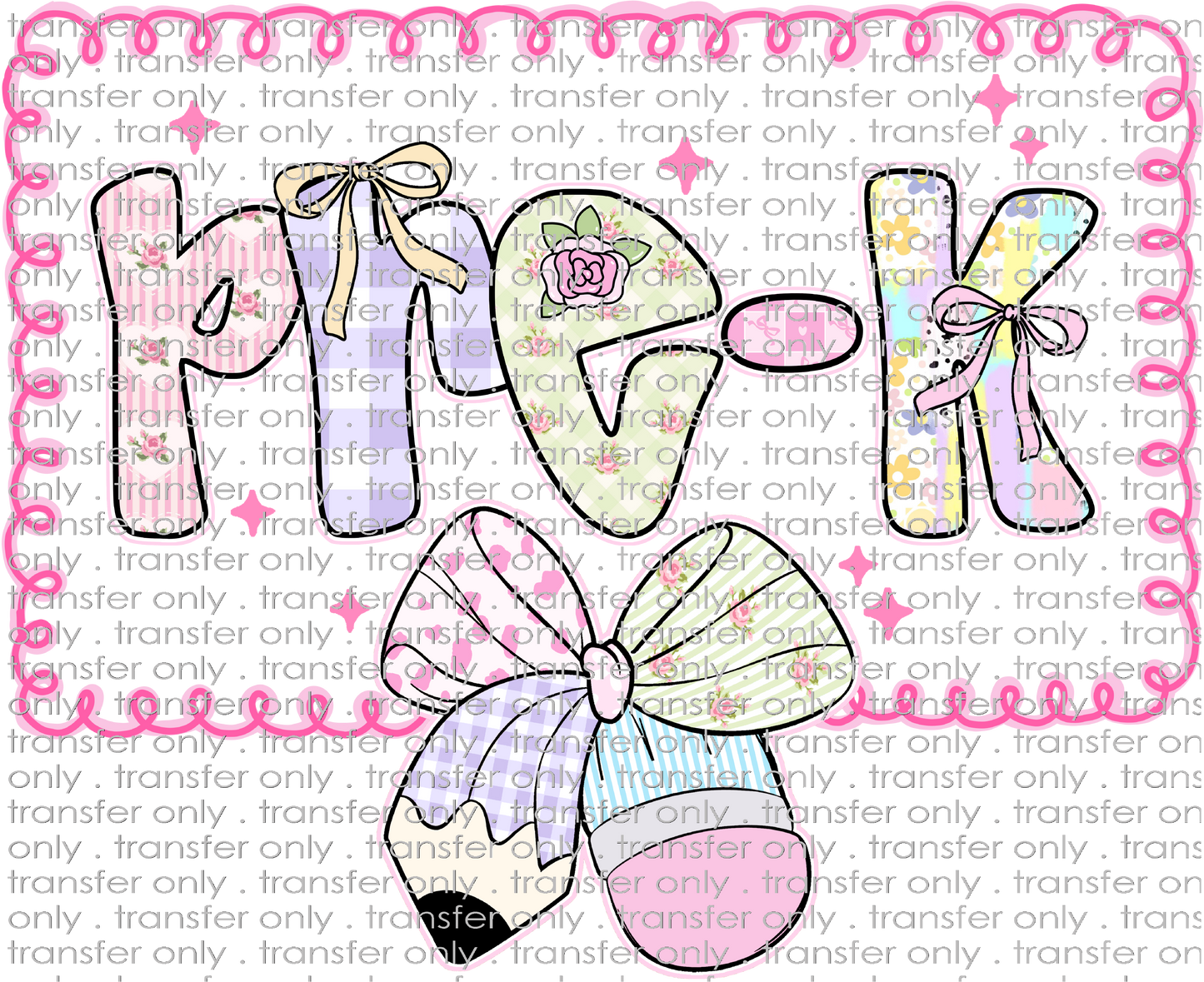SCH 2192 Pre-K Pink Swirl with Pattern Bow