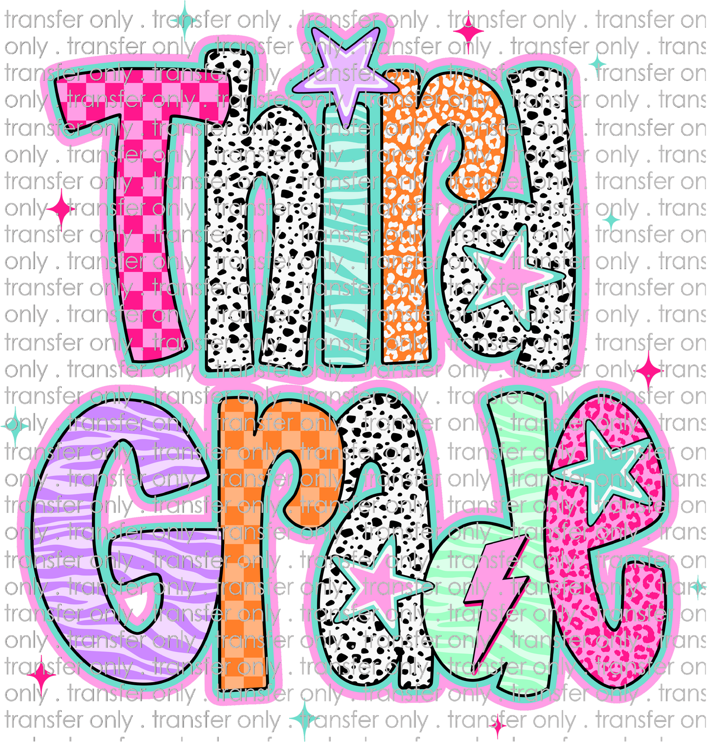 SCH 2259 3rd Grade Doodle Stars Dalmatian Pink Purple Orange Teal