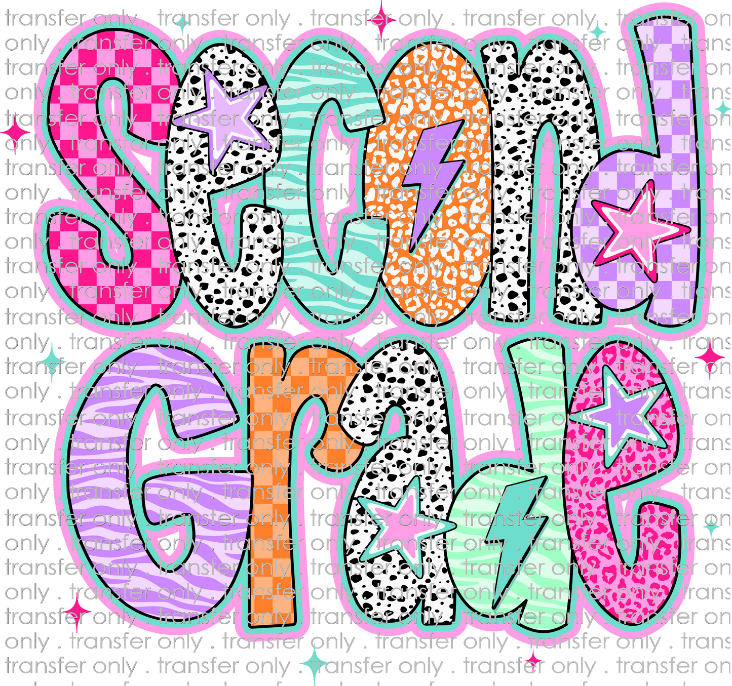 SCH 2261 2nd Grade Doodle Stars Dalmatian Pink Purple Orange Teal