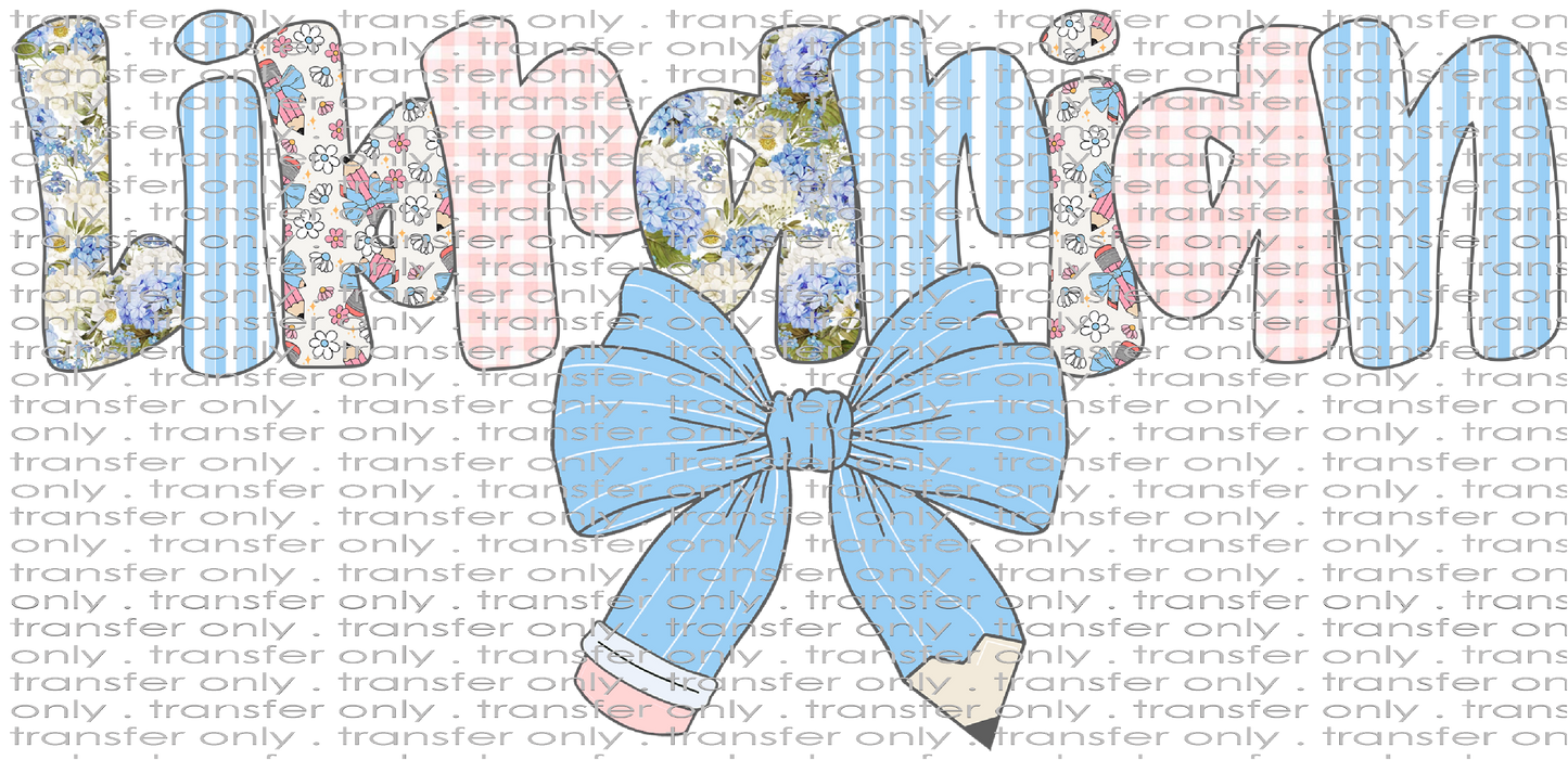 SCH 2272 Librarian Blue and Pink With Pencil Bow