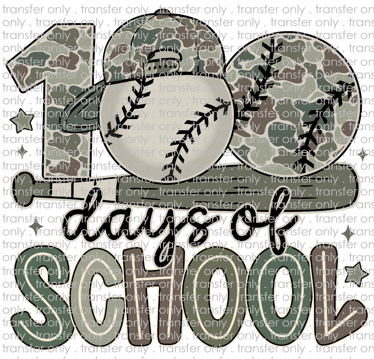SCH 2307 Camo 100 Days of School Baseball