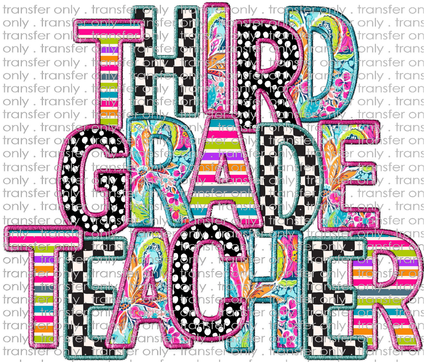 UVSCH 930 Third Grade Teacher Patchwork Applique