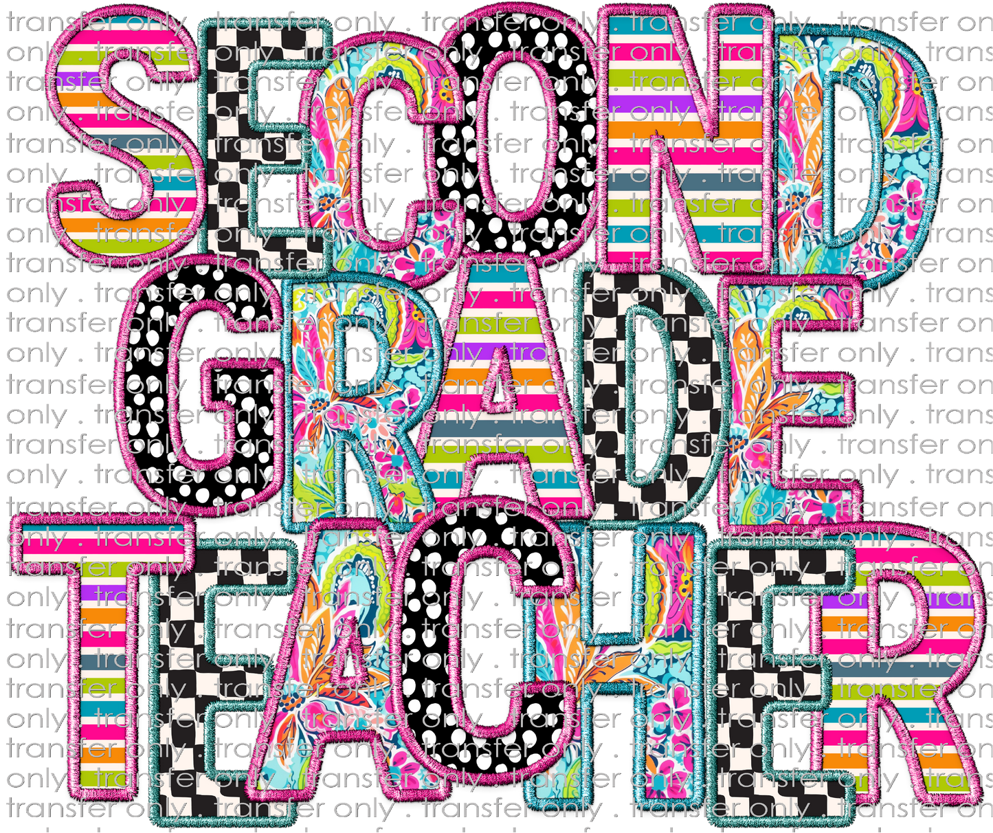 UVSCH 932 Second Grade Teacher Patchwork Applique