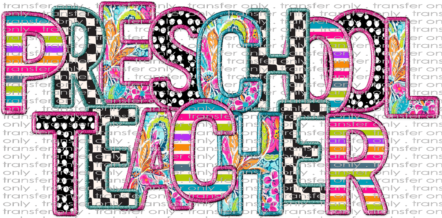 UVSCH 933 Preschool Teacher Patchwork Applique