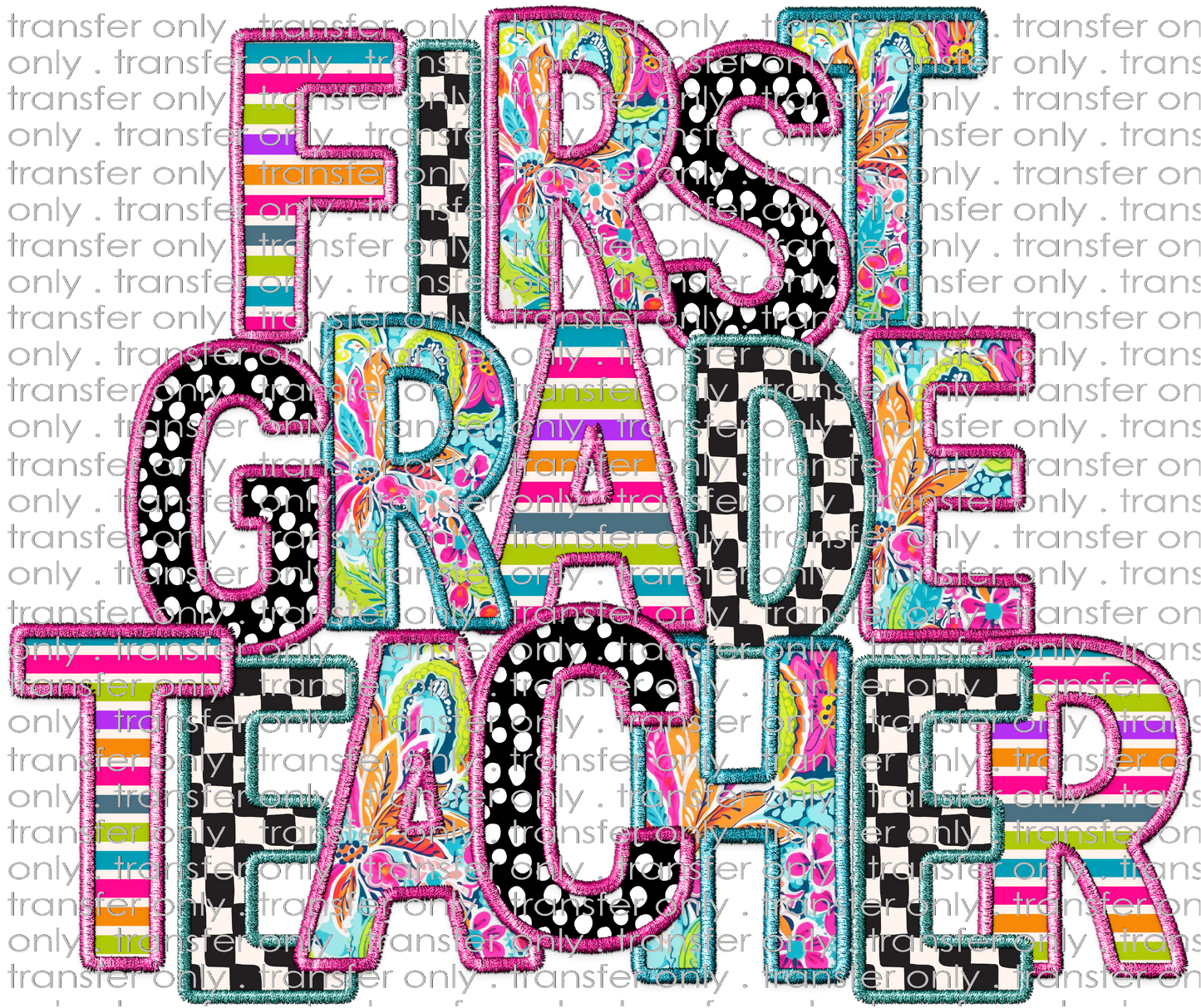 UVSCH 934 First Grade Teacher Patchwork Applique