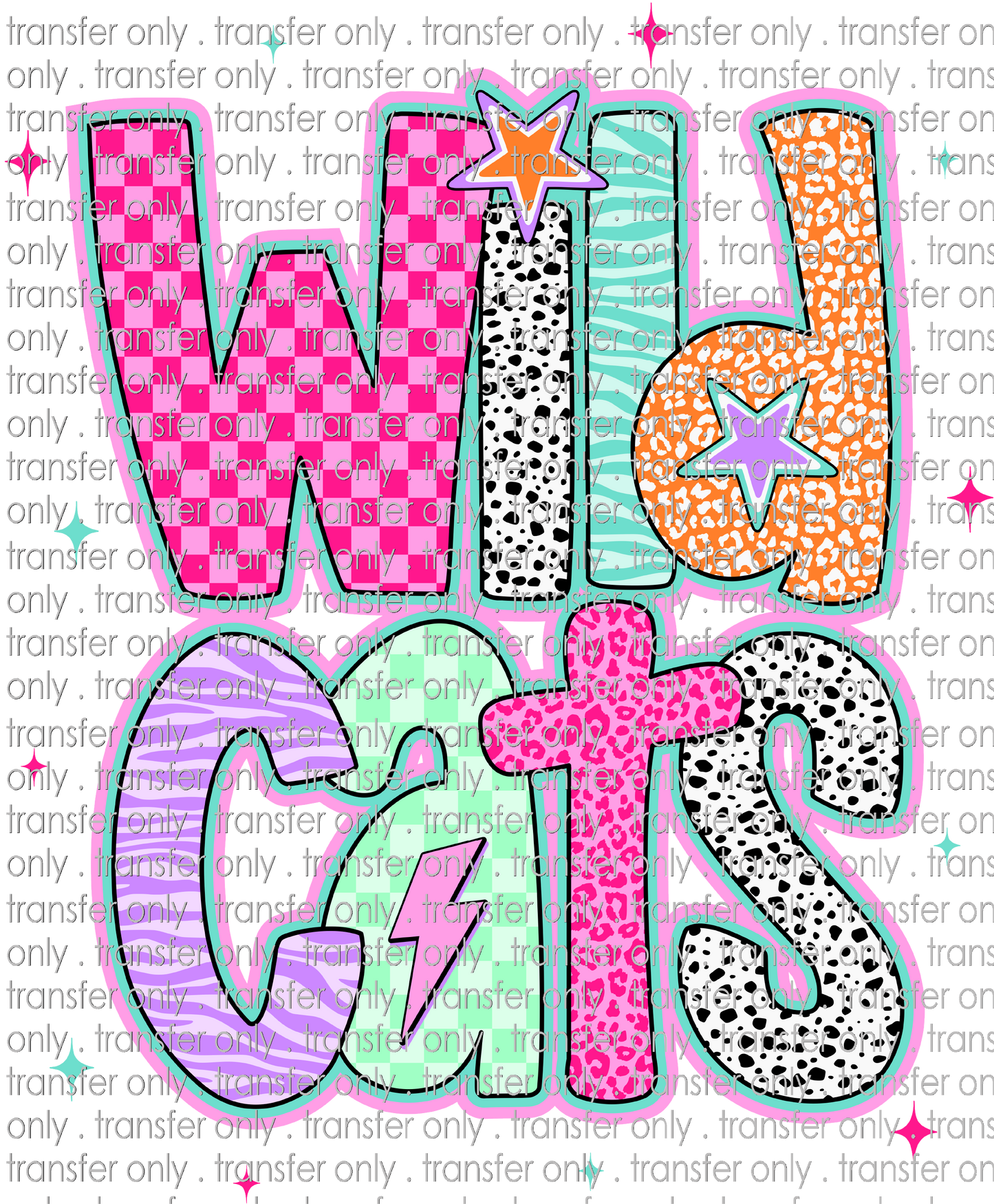 SCHMAS 633 Wildcats Doodle Vertical Stars Dalmatian Pink Purple