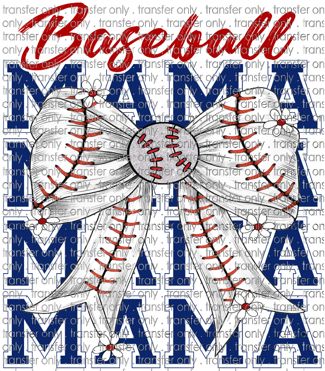 SPT 577 Baseball Mama Stacked Bow with Daisies
