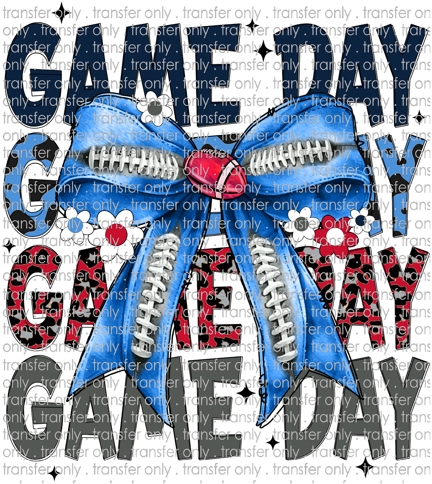 SPT 613 Gameday Navy to Red with Football Bow