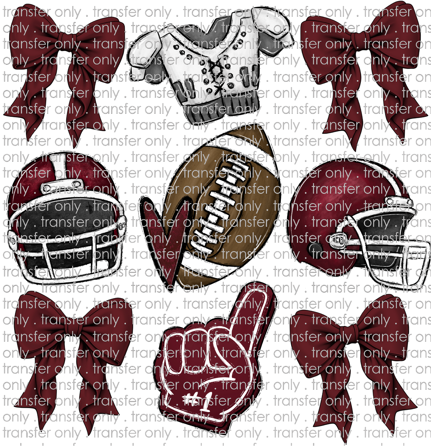 SPT 614 Maroon Bows, Helmets and Football