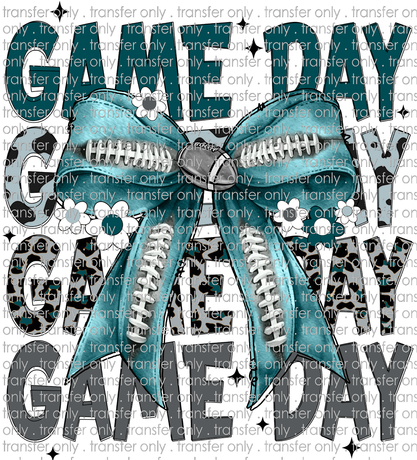 SPT 616 Game Day Turquoise and Gray with Football Bow