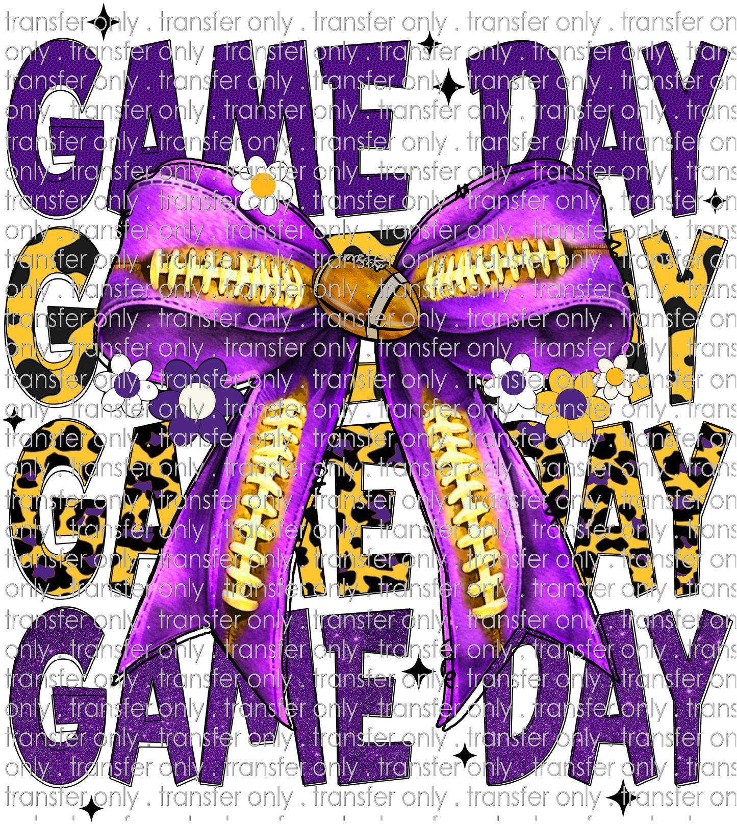 SPT 620 Game Day Purple Gold Leopard with Football Bow
