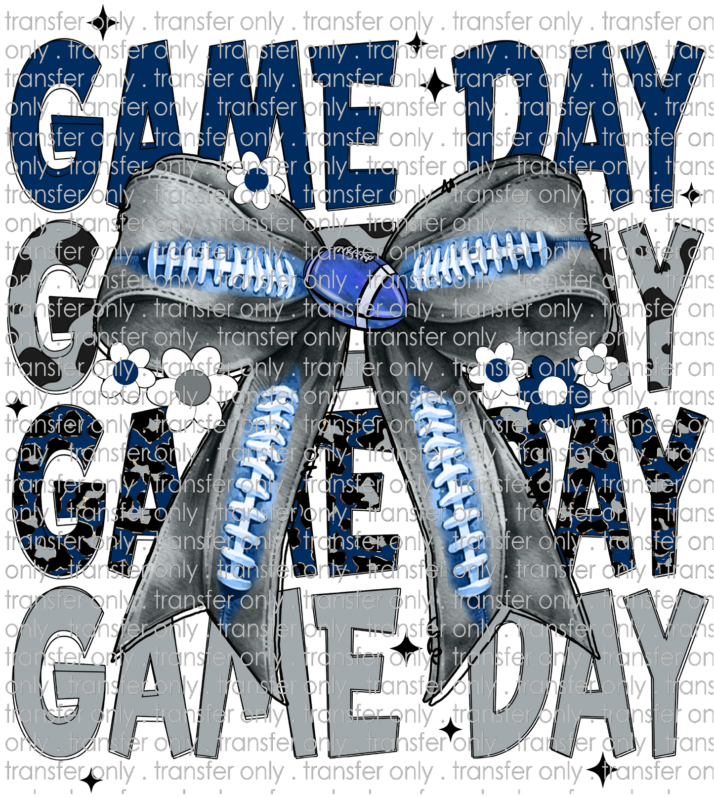 SPT 622 Game Day Navy Gray Leopard with Football Bow