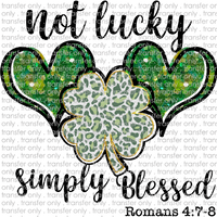 STP 124 Not Lucky Simply Blessed Clover and Heart
