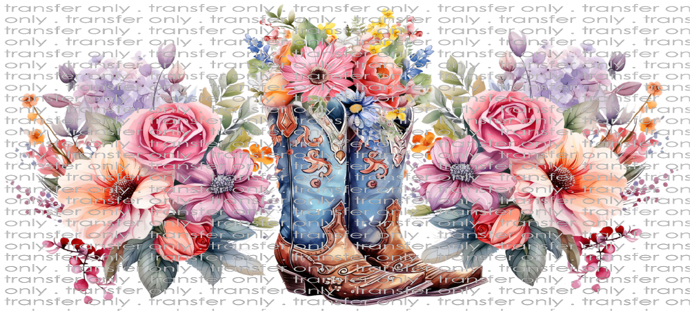 SW UV 112 Bright Cowgirl Boots and Flowers UV DTF 16oz Wrap