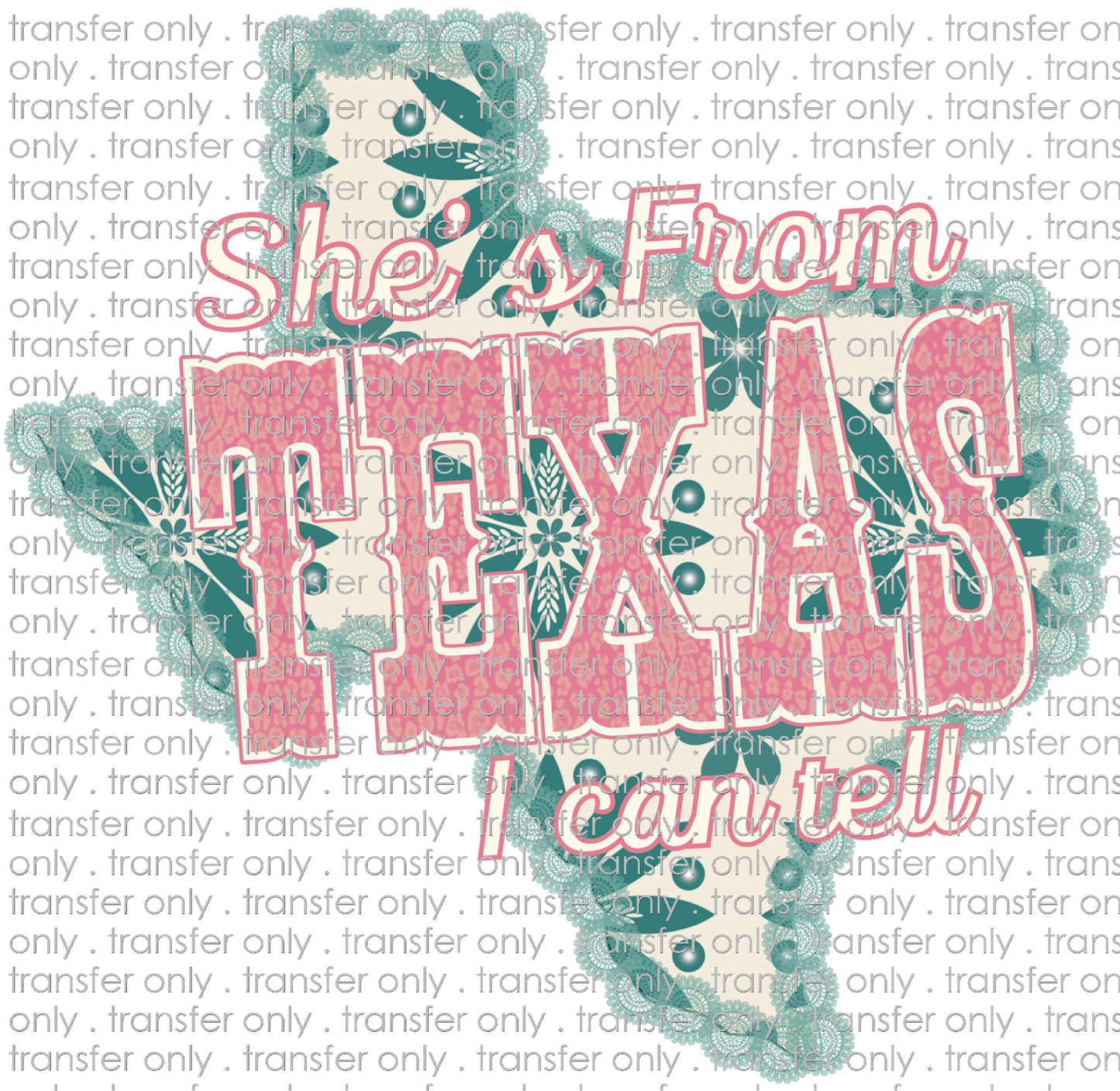 TX 185 She's From Texas Teal and Pink