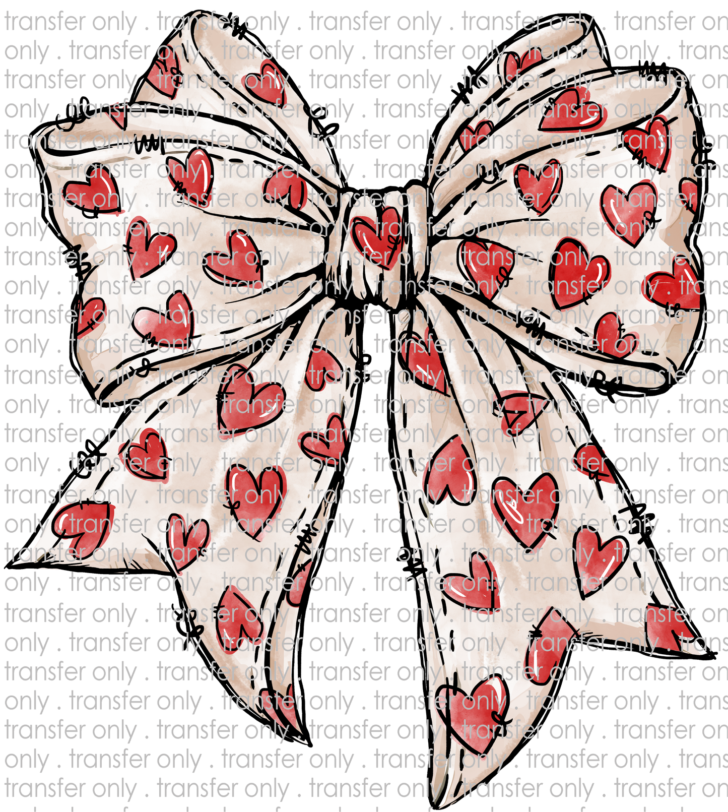 VAL 421 White Bow with Hearts