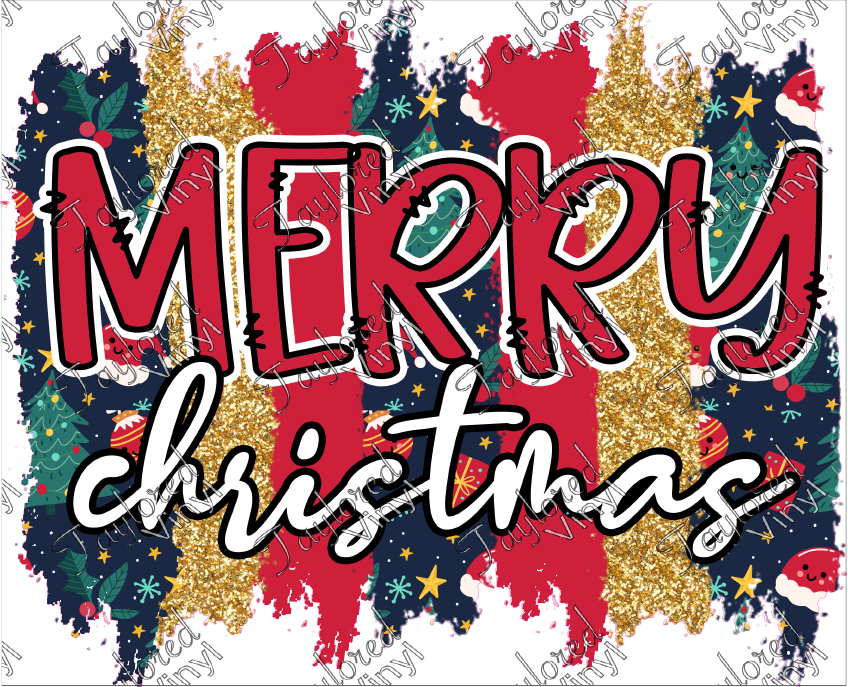 CHR 467 Merry Christmas Gold Brushstroke