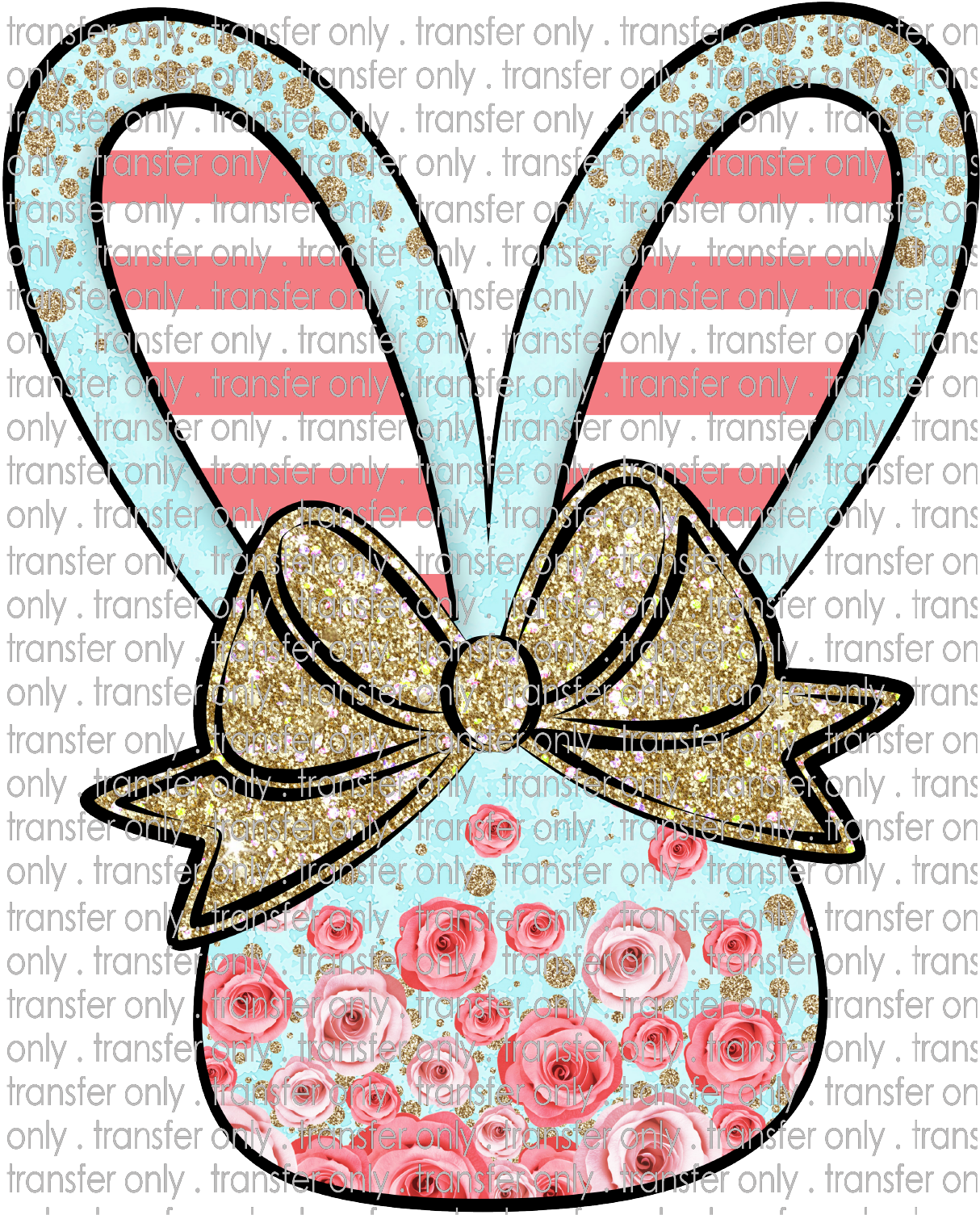 EST 22 Bunny Outline Blue Coral Stripes