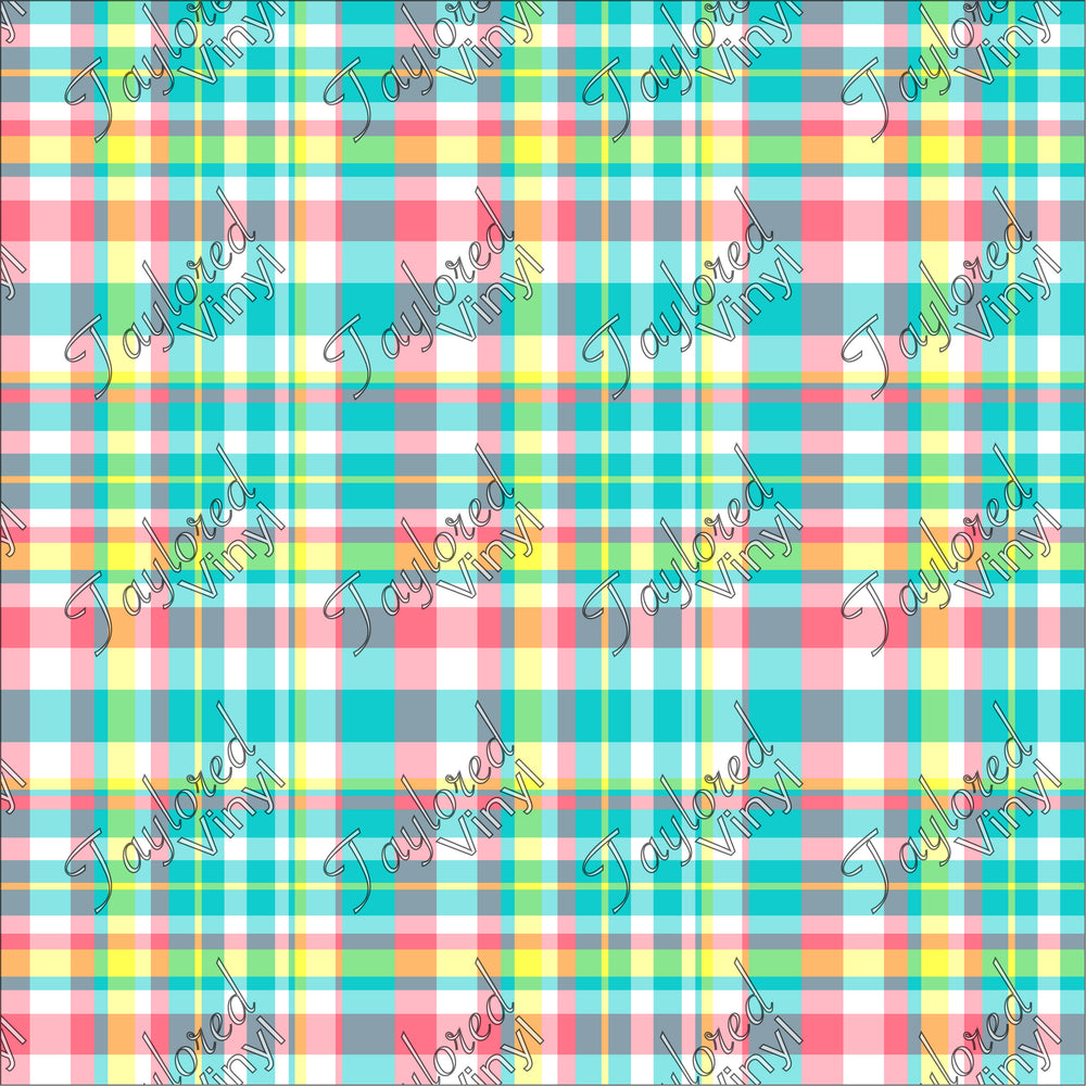 P-EST-14 Easter Plaid Turquoise and Pink