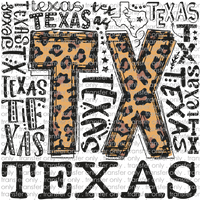 TX 114 TX Leopard Word Art