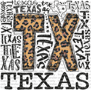 TX 114 TX Leopard Word Art