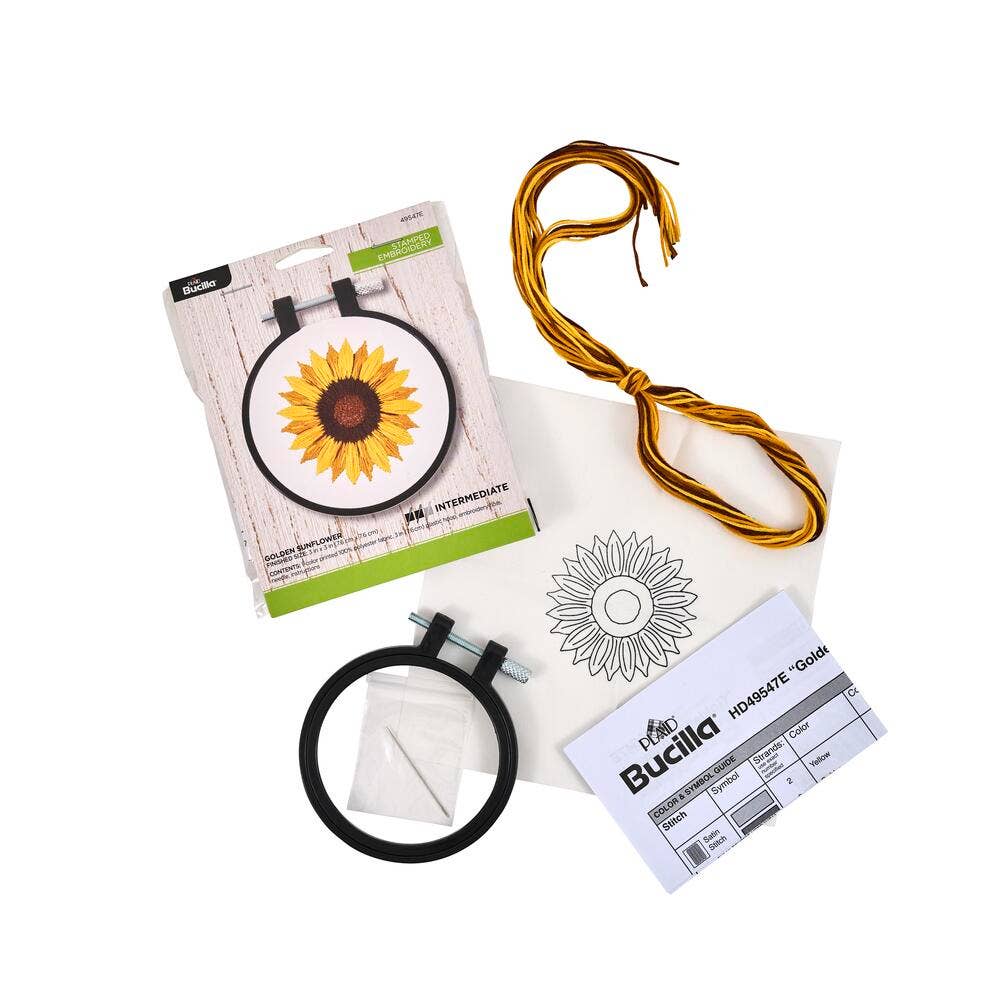 Bucilla® Stamped Embroidery Kit - Golden Sunflower 3"
