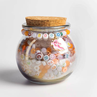 Pink Ghost Round Bead Jar