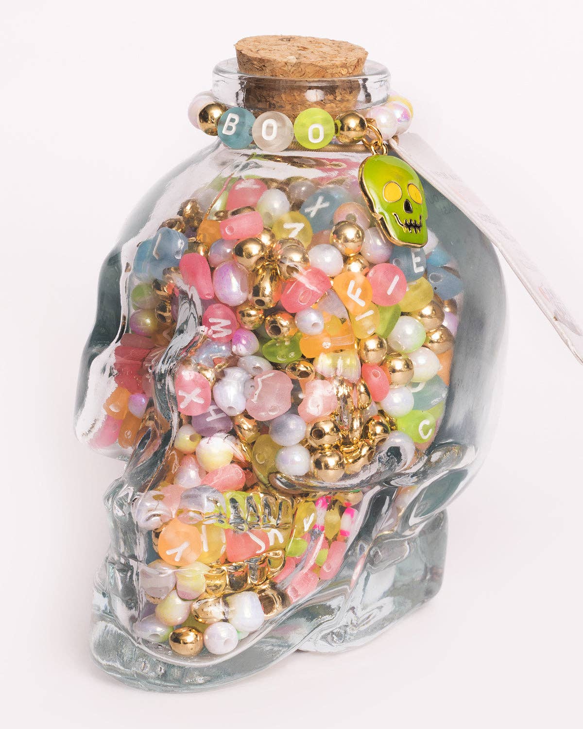 BOO Round Glow in the Dark Letter Beads Skull DIY Bead Jar