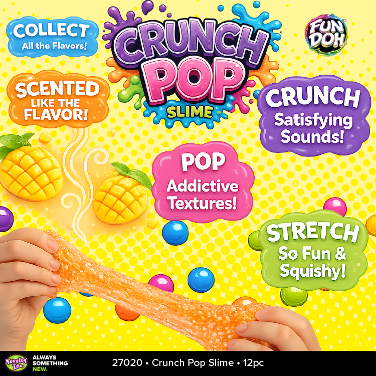 Fun Doh Crunch Pop Color Sensory Squishy Slime - 12/Display