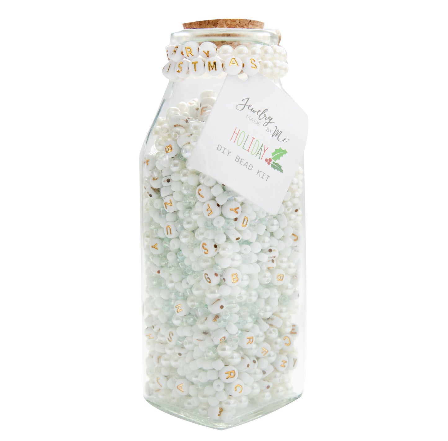 White Christmas Milk Jar DIY Bead Kit