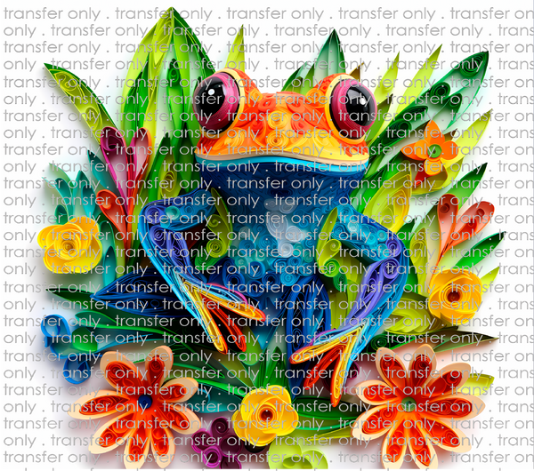 3D Frog Tumbler Wrap with flowers and butterflies PNG