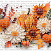3D-FALL-04 Autumn Flowers and Pumpkins Tumbler Wrap