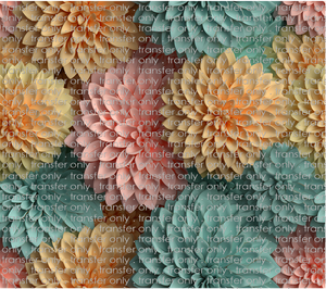 3D-FLW-19 Pale Jewel Colored Chrysanthemum Tumbler Wrap
