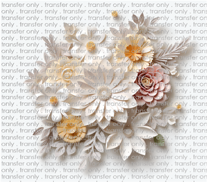3D-FLW-24 White Floral Bouquet Tumbler Wrap